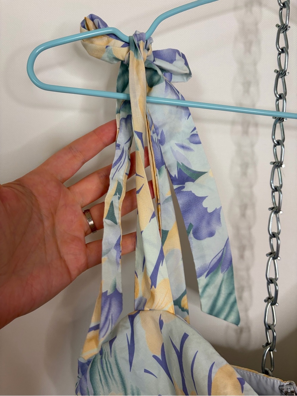 Hello Molly Pastel Yellow & Lavender Tie-Shoulder Midi Dress - Picture 9 of 9